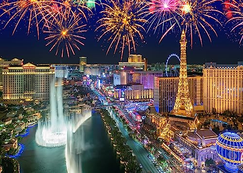 BELECO 7x5ft Fabric Las Vegas Night Scene Backdrop Casino City Night Fireworks US Cityscape Hotel and Casino Background Las Vegas Theme Party Decorations Photo Studio Props