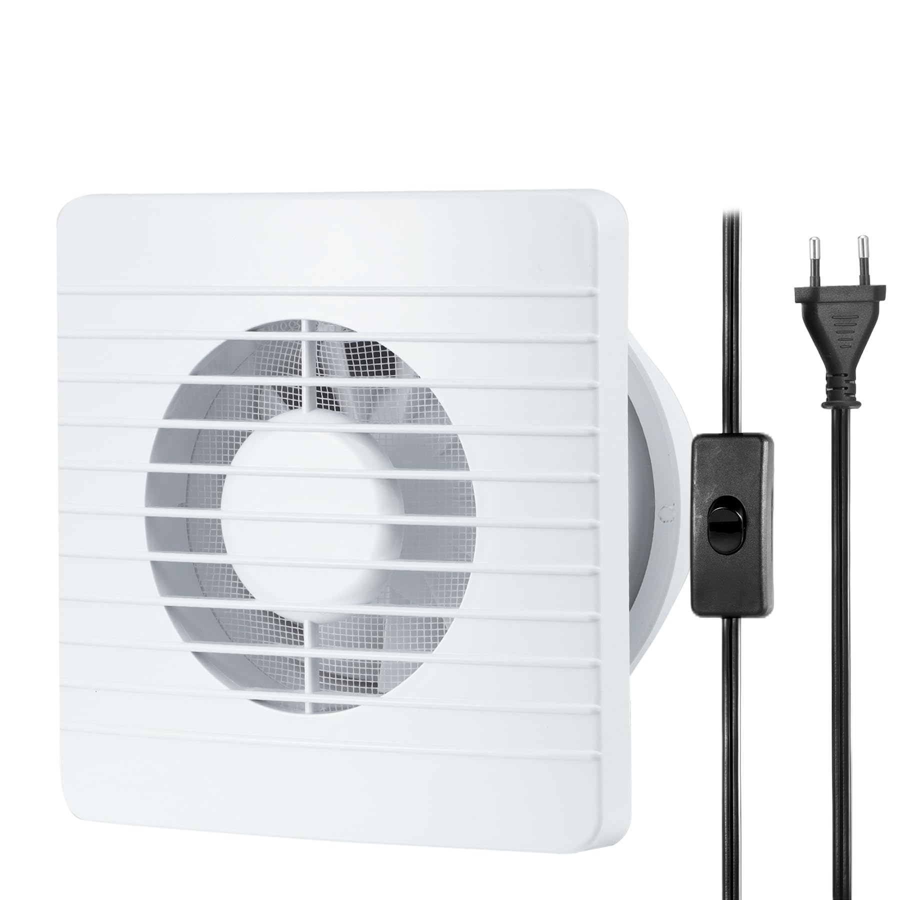 Ventilador de escape de 4 pulgadas, extractor de ventilación de montaje en pared de ventana con interruptor de botón, cable para cocina, baño, taller, garaje (panel de rejillas de 100 mm con malla