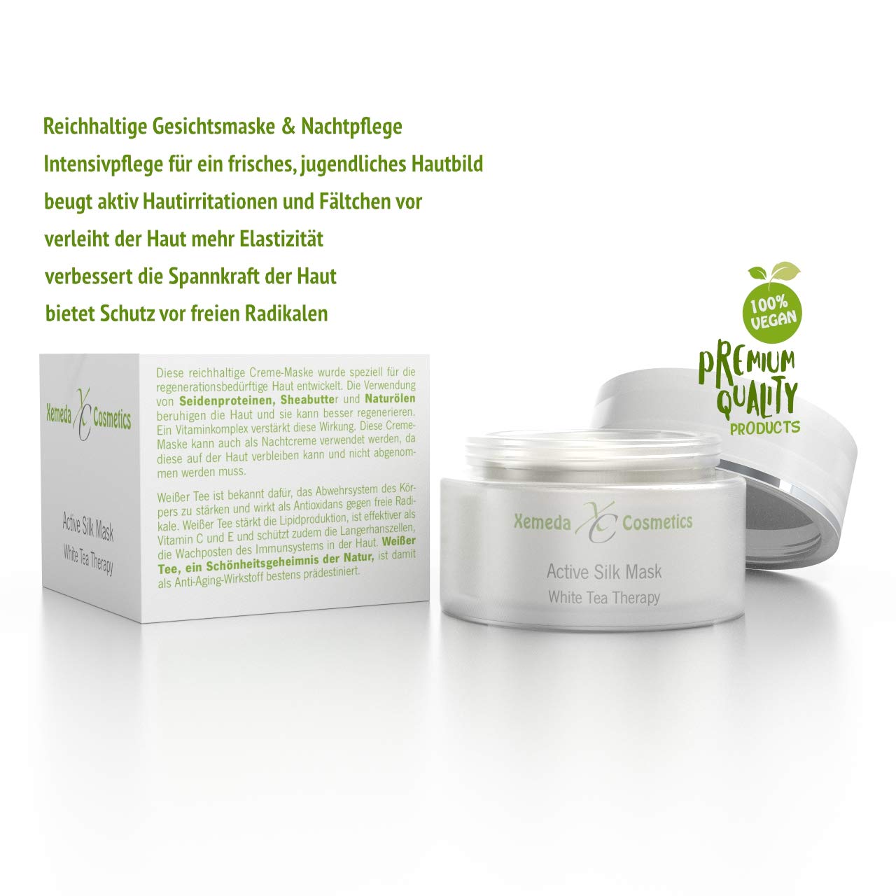 Regenerating Face Mask & Night Cream with Natural Oils, White Tea und Silk Proteins, Intensive Care for Fresh & Youthful Skin - Image 3