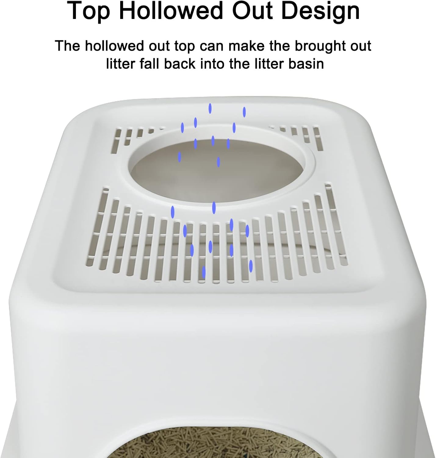 Cat Litter Box with Lid,Top Entry Kitty Sifting Litter Box Kitten Toilet for 8lb Cats,Enclosure Cat Litter Pan with Mat No Smell and Easy to Use (White with Pedal, Small)