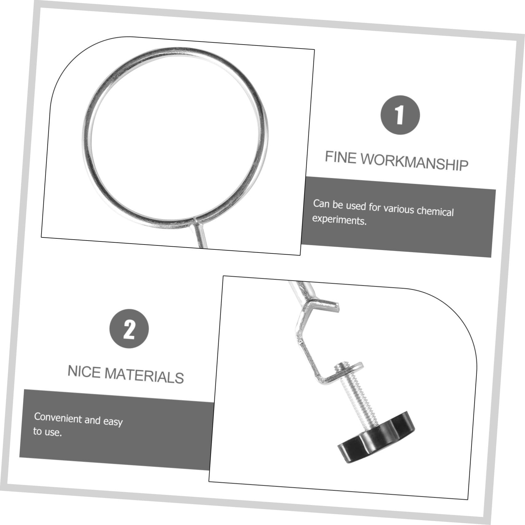 Gatuida 12pièces Support De Laboratoire Avec Pinces à Anneau Matériel De Chimie De Supports Pour Expériences Scientifiques Compris Moyen Et Anneau