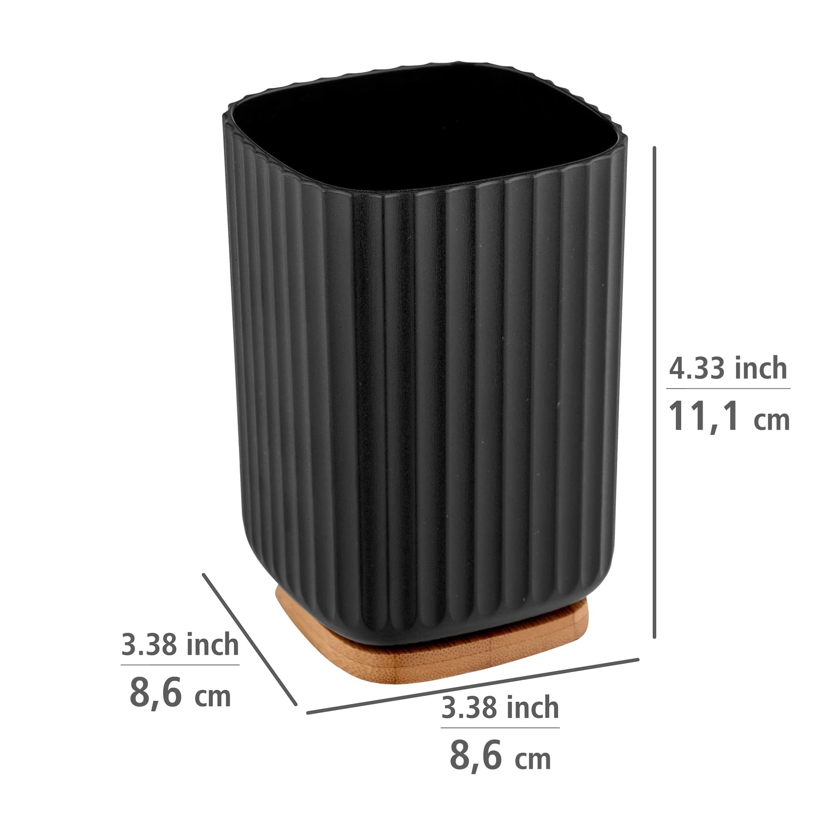 WENKO Rotello toothbrush mug, toothbrush for brushing teeth made of plastic and bamboo base - Image 4