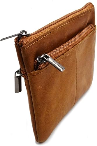 Miniatura 5 de Freezx Cartera de piel auténtica con cremallera para mujer, llavero con 3 cremallera