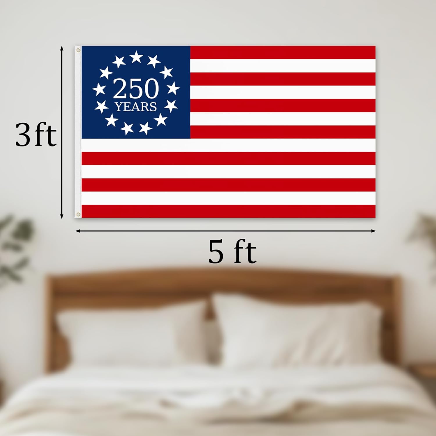 250 Year American Anniversary Flag, 3x5 Ft Double Sided American Flag, 1776-2026 USA 250 Years Outdoor Anniversary Banner Decorations with 2 Brass Grommets (A1)