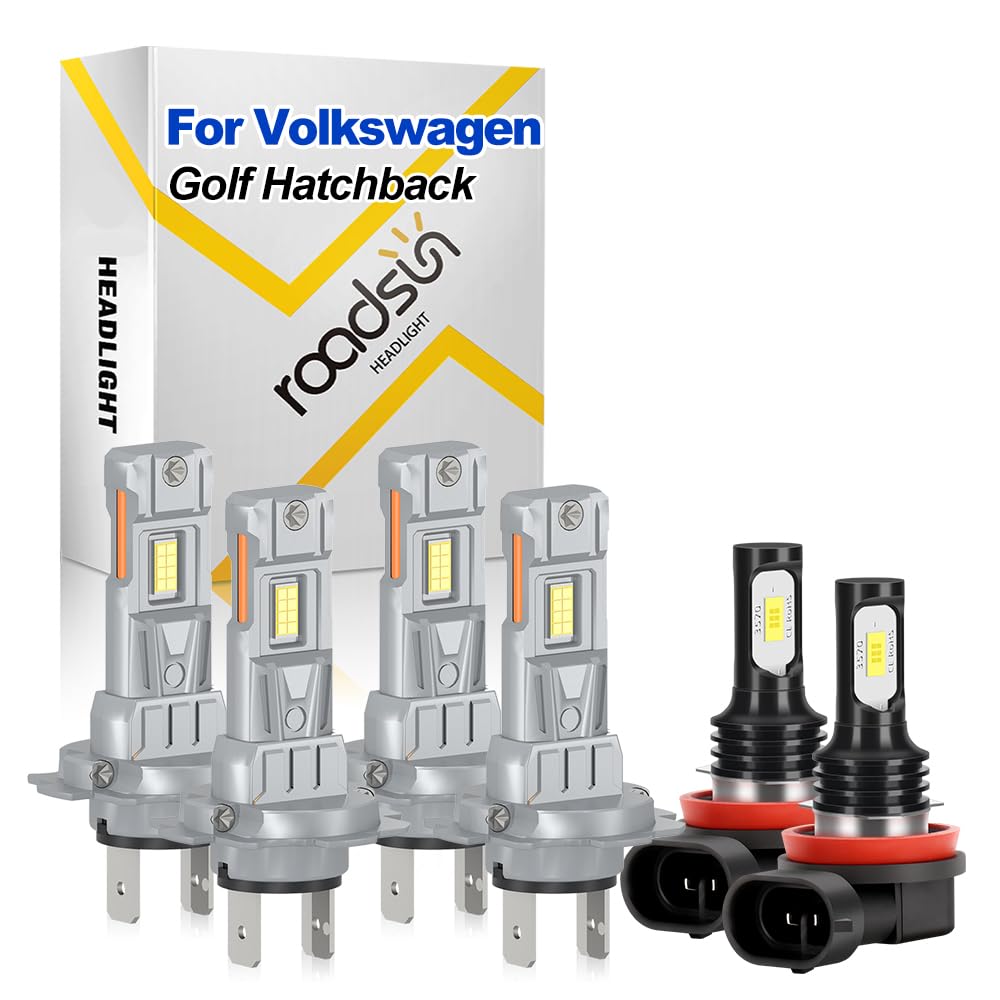 Bombillas LED para conducción nocturna, 120W, 12V, H7 Luz de carretera y luz de cruce, H11 Luz Antiniebla, Mejores faros LED, Instalación Plug-and-Play, For Volkswagen Golf Hatchback 2006-2007