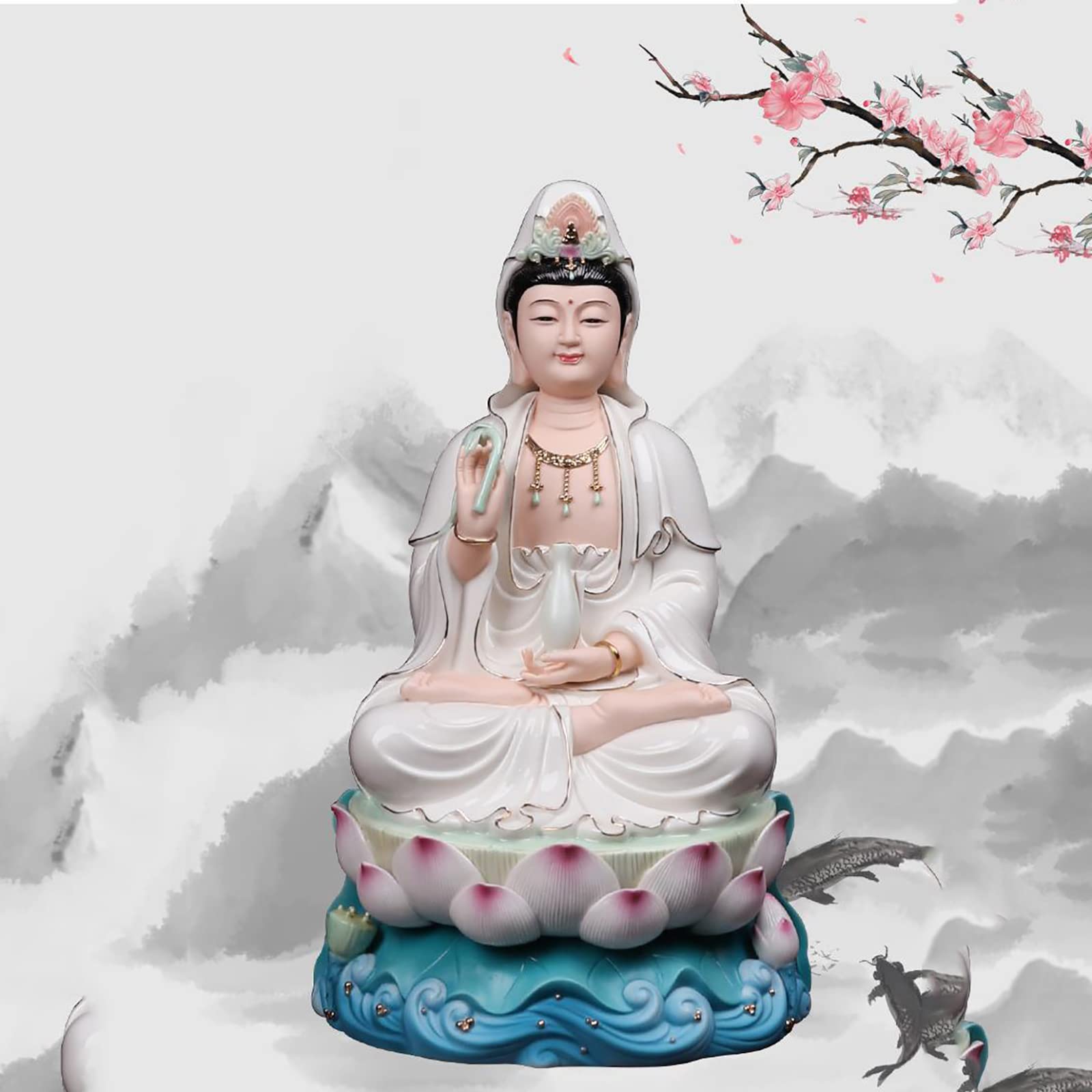 Estatua De Buda Kuanyin Para Decoración Del Hogar, Estatua De La Diosa De Guanyin, Estatua De Quanyin, Estatuas De Jardín De Oficina Para Meditación, Yoga, Decoración Espiritual De Feng Shui(Size:12