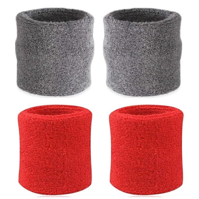 Sports Wristband (4 Pieces), Soft Sweat Absrorbing for All Sports and Outdoor Activities (Grey/Red, 5 inch) (B0DG935SKR) Amazon Price History, Amazon Price Tracker