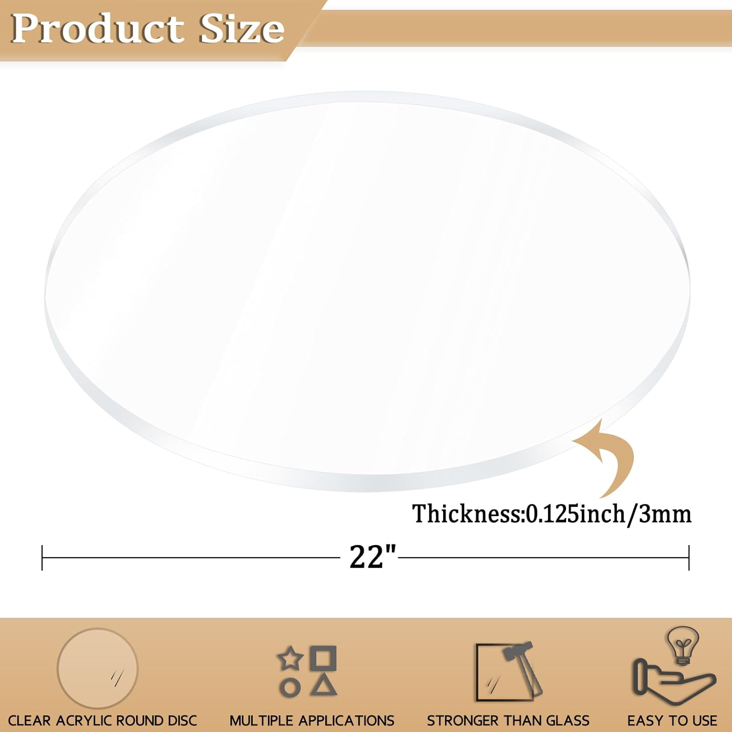 2 Pieces 1/8" Clear Circle Acrylic Sheet, 22 Inch Diameter Plexiglass Sheet, Round for Cake Discs, Plexiglass Table Top, Acrylic Backdrops and DIY Display Projects Craft