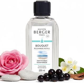 Maison Berger Ocean Breeze Fragrance Refill – 200mL Scented Oil for Reed and Ceramic Diffusers Long-Lasting Marine Freshness, Made in France, Safe and Colorant-Free