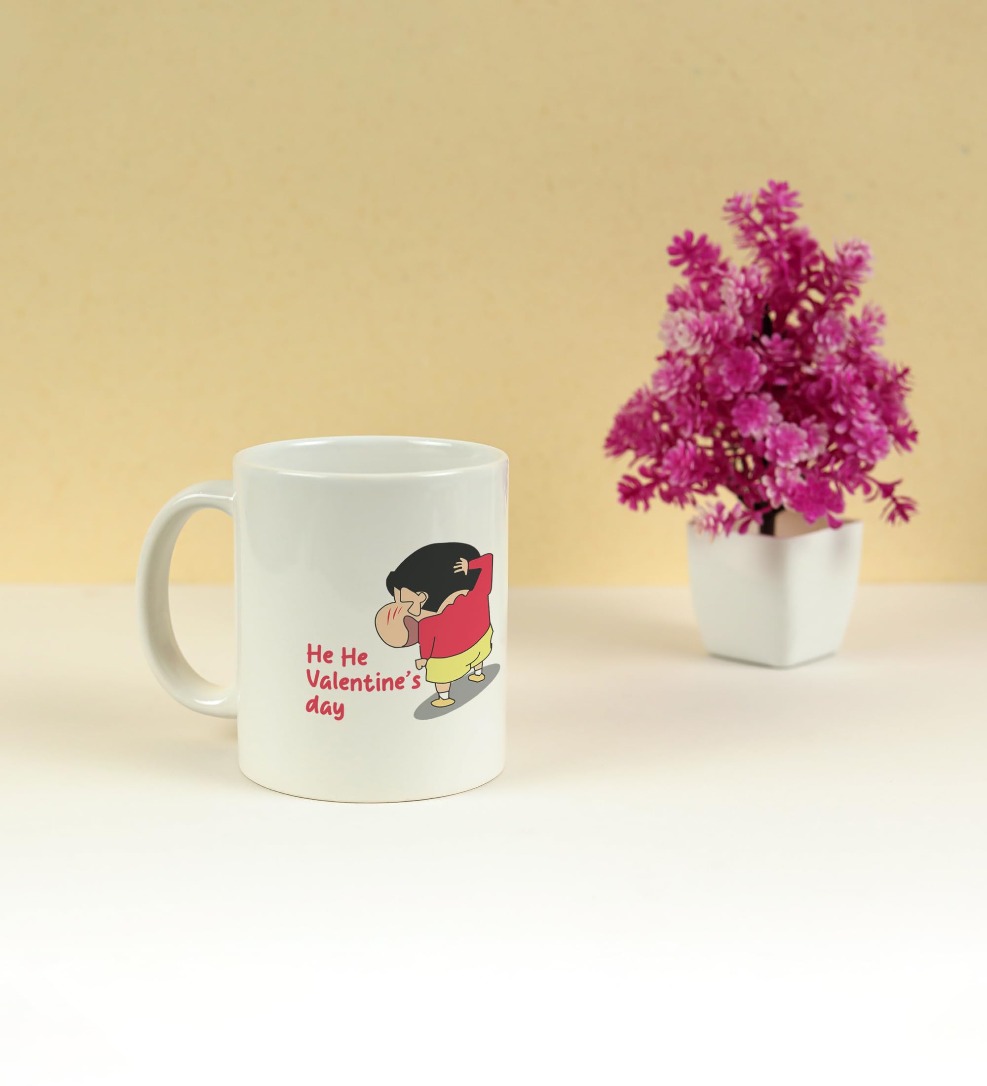 Yellow Orrange Valentine's Day is Here: Printed 250ml Ceramic Coffee Mug 2