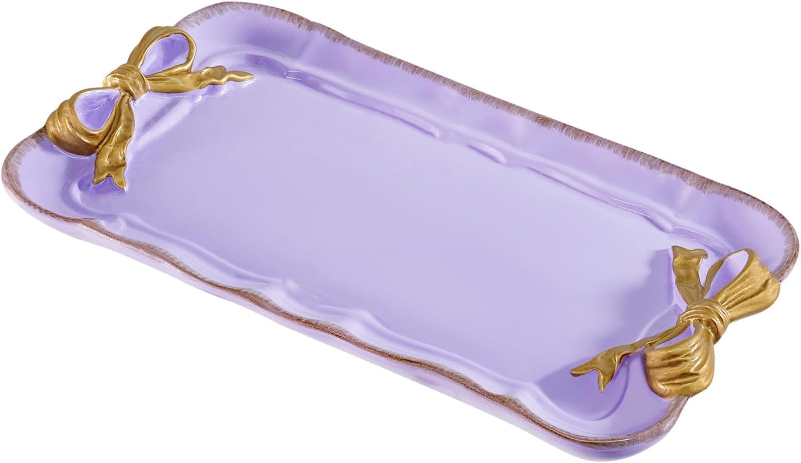 Vintage Decorative Tray Jewelry Tray Towel Tray Storage Tray Rings Necklace Bracelets Earrings Trays Cosmetics Jewelry Organizer Retro Design Bow Decor Resin Plate Coquette Room Decor (Purple)