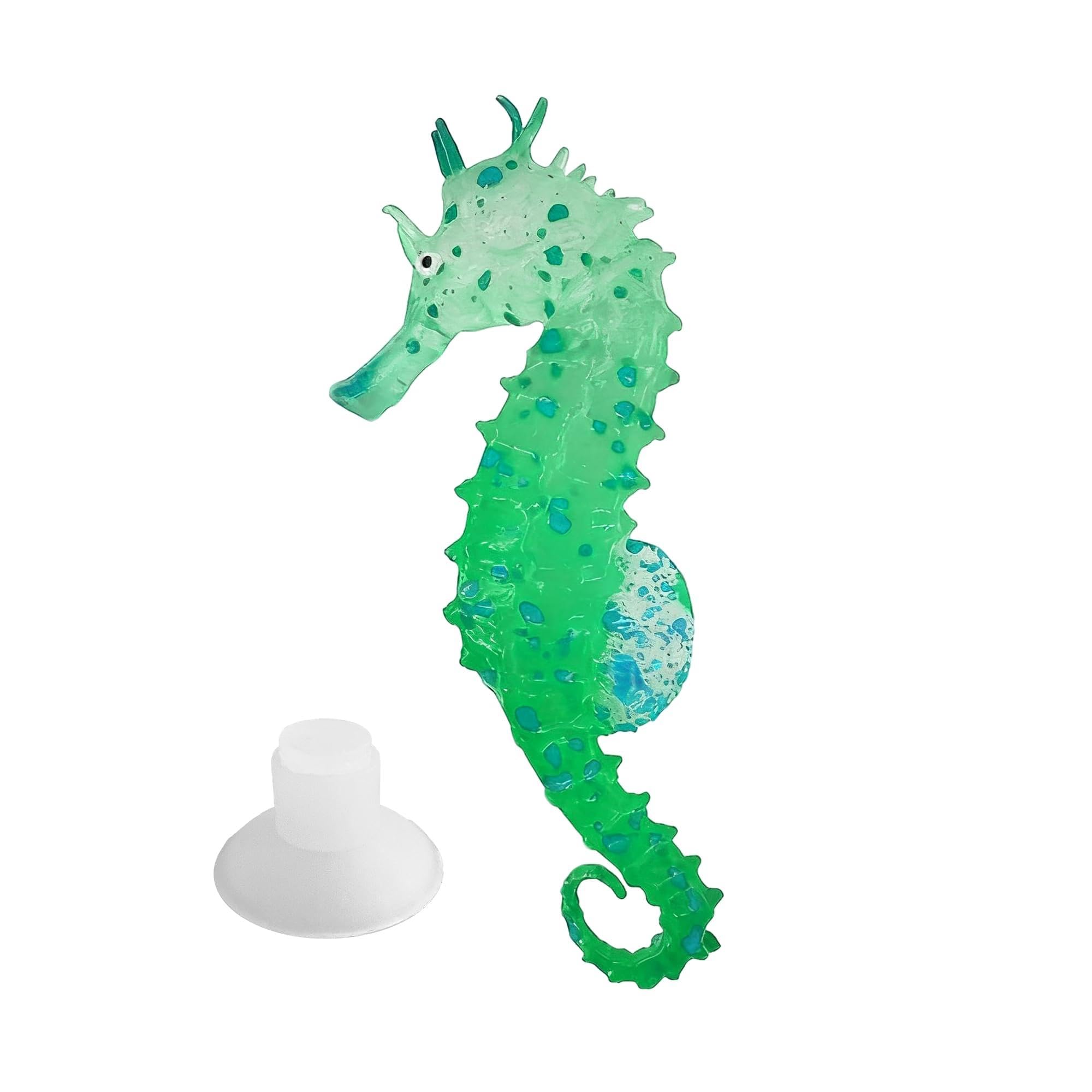 ZAYIO Artificial Silicone Seahorse Aquarium Ornament, Luminous Night Glow Seahorse with Suction Cup