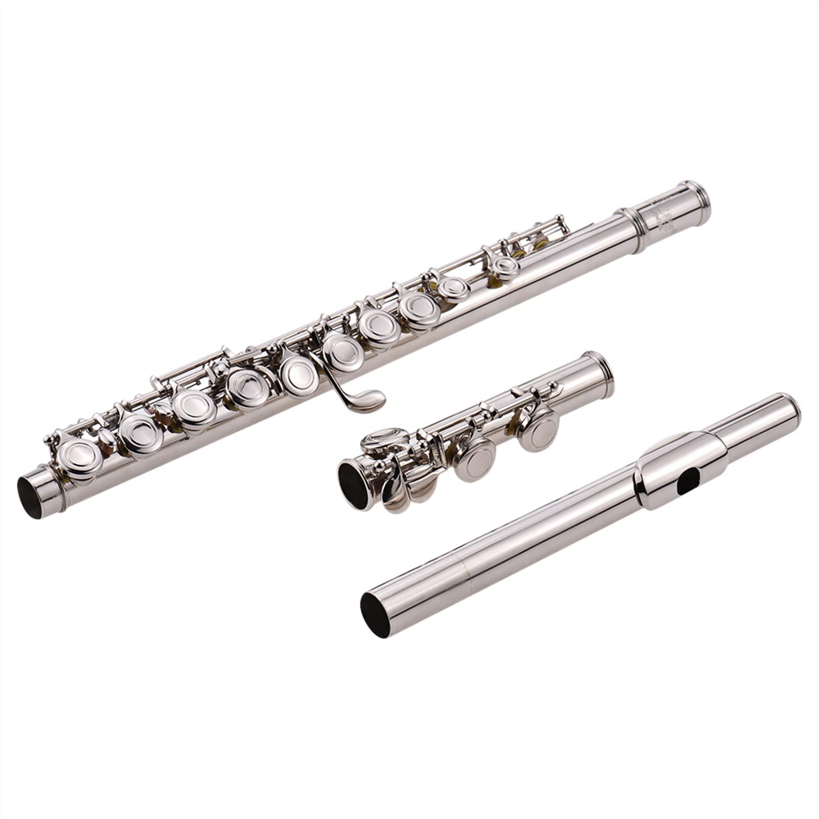 Instrument À Vent Flûte Plaqué Argent 16 Trous C Clé Cupronickel avec Sac Kit Flûte traversière
