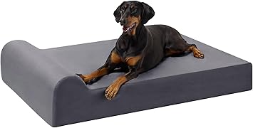 Barker Beds XL Orthopedic Dog Bed - 7" Pillow Top with Headrest - 75-120 lbs - Memory Foam for Joint Pain & Arthritis - Vet Recommended, Washable Cover - Made in USA - 52"x36"x7" - Charcoal