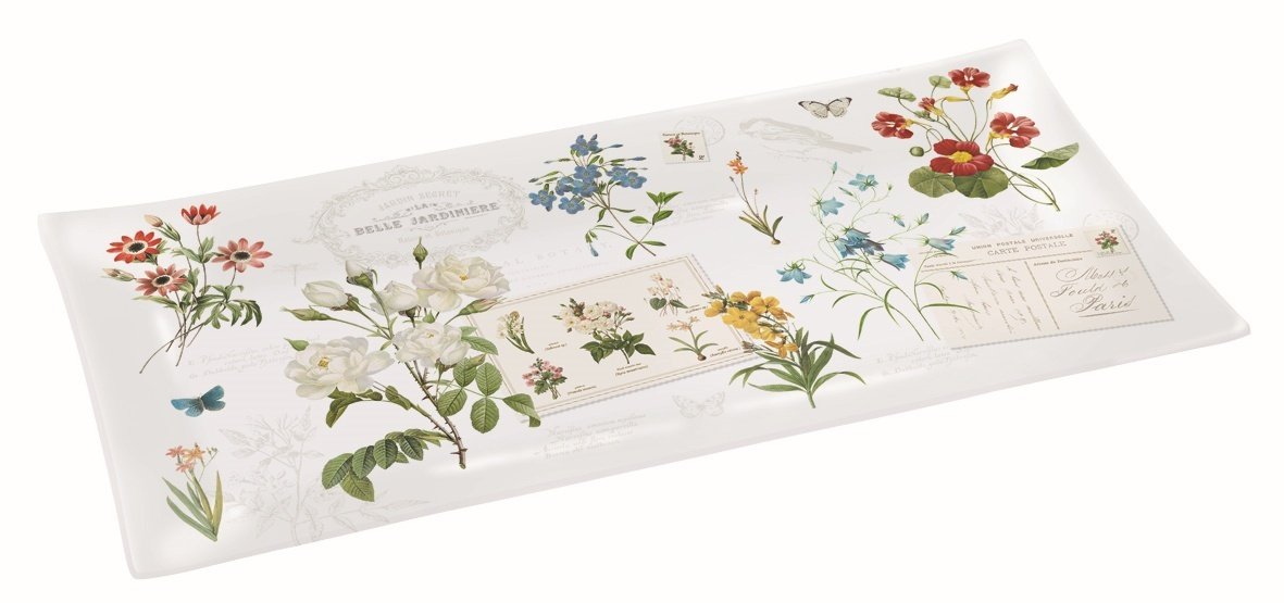 EASY LIFE Glass Plate, Porcelain, Multi, 36 x 17 x 2.5 cm