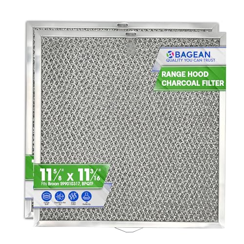Stove Hood Vent Filter 11.6 x 11.2 BPQTF S99010317 Compatible with Broan Range Hood Filter Replacement for Ductless Overhead - Metal Mesh Filters Grease and Carbon Freshens Kitchen Oven Air (2-Pk)