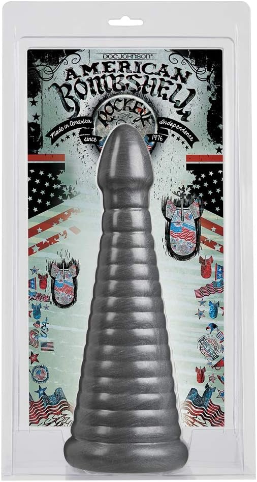 Doc Johnson American Bombshell - Rockeye - Vac-U-Lock and F Machine Compatible Dildo or Butt Plug - Gunmetal Grey