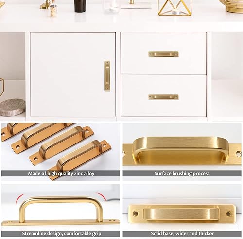 Miniatura 4 de Tiradores de puerta de metal sólido dorado con placas y tornillos, aleación de aluminio de 5.79 pulgadas, tiradores de puerta corrediza de granero