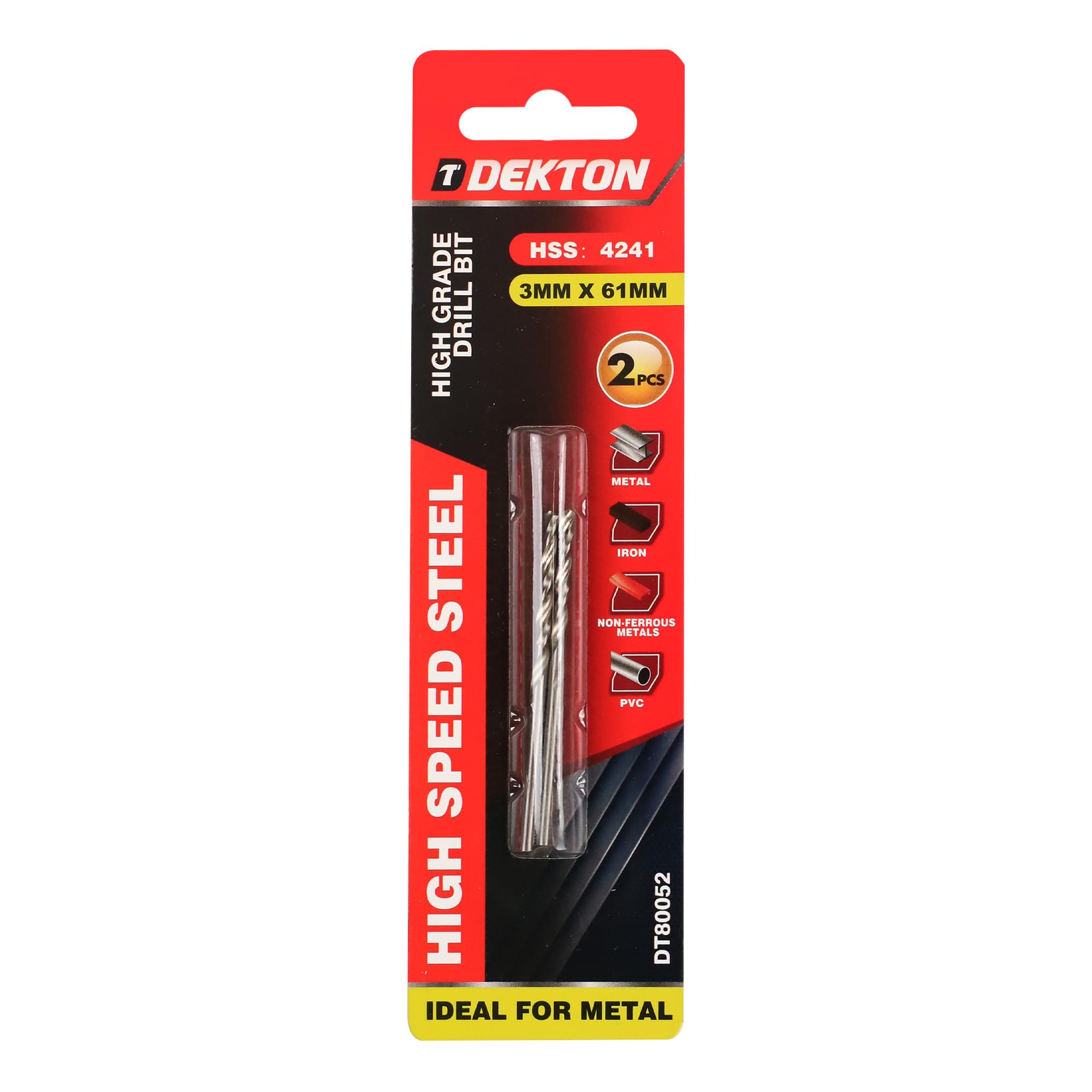 Dekton HSS-R Edge Ground Drill Bit 3mm x 61mm | 118-Degree Angle Point | High-Speed Steel | Ideal for Metal Drilling | Versatile for Wood & Plastic | Precision Engineered for Superior Performance