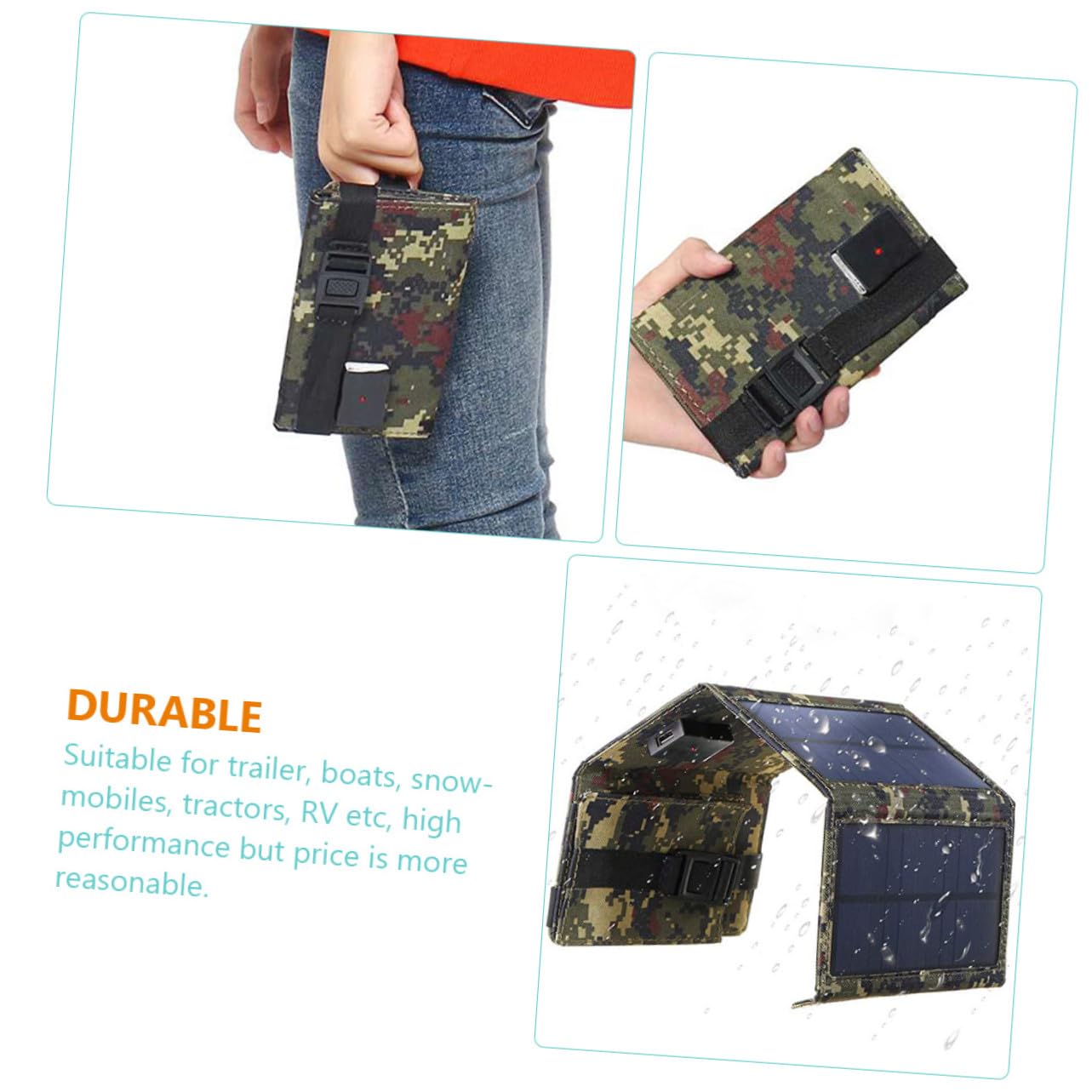 Cargador Solar Plegable USB Portátil para Camping Viajes y Dispositivos Móviles Herramienta de Carga para Exteriores