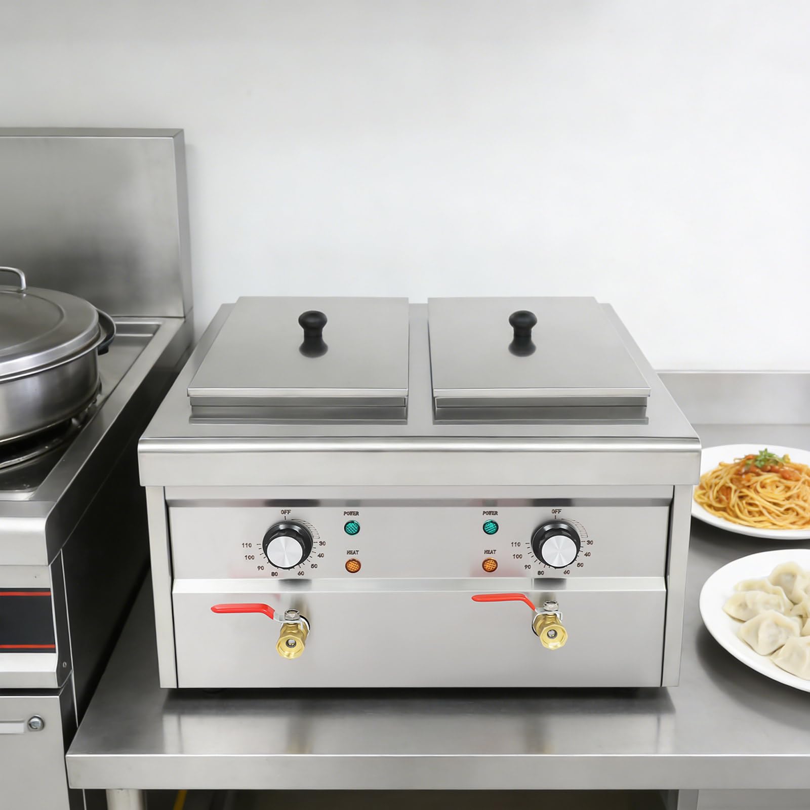 Elektrischer Nudelkocher 4 Körbe, Edelstahl Pasta Kocher 4000W