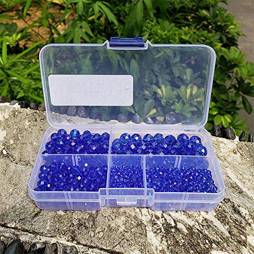 Image of Sapphire Blue Rondelle Glass Beads for Jewelry Making, Faceted Briolette Crytal Spacer Beads for Bracelet Necklace Earring (2mm 4mm 6mm 8mm 10mm Mixed Sizes, 1000pcs)