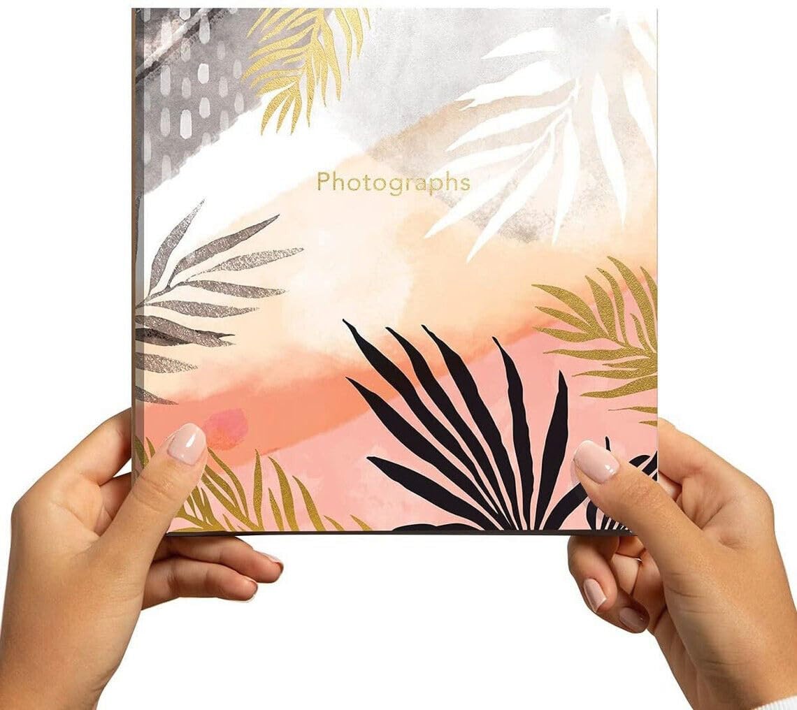 SKYTE® Photo Album Slip in Memo Pockets Holds 200 Photographs Family Holiday Valentine Wedding Baby Photos Scrapbook, Multi, 4'' x 6'' (Sunset Palm)