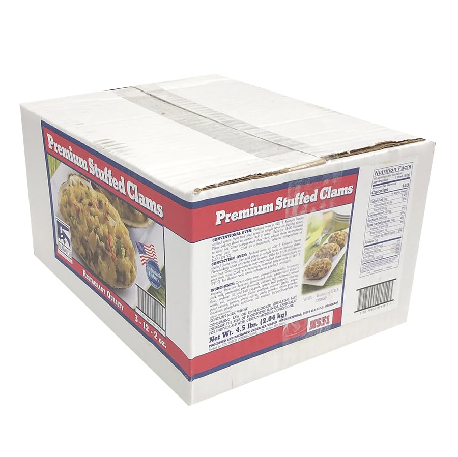 Sea Watch Premium Stuffed Clams in Natural Shells, 2 Ounce -- 36 per case.