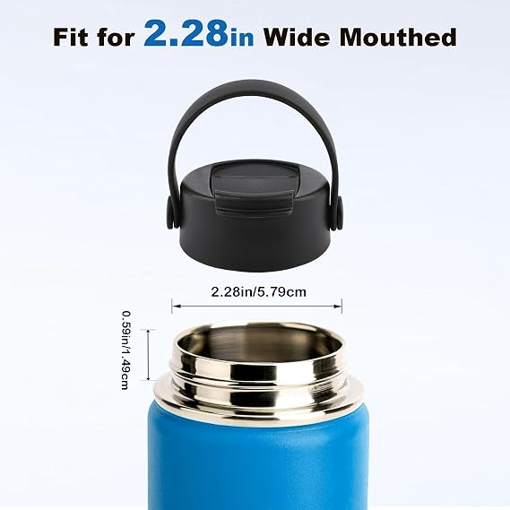 Flip Lid with Flexible Handle for Hydro Flask 12 16 18 20 32 40 64 oz Wide Mouth Water Bottles, Leak-Proof lid,Replacement Lids for 2.28 Wide Mouth Sport Bottles Water Bottle Accessories