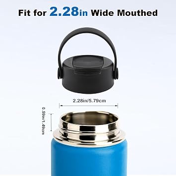 Flip Lid with Flexible Handle for Hydro Flask 12 16 18 20 32 40 64 oz Wide Mouth Water Bottles, Leak-Proof lid,Replacement Lids for 2.28 Wide Mouth Sport Bottles Water Bottle Accessories