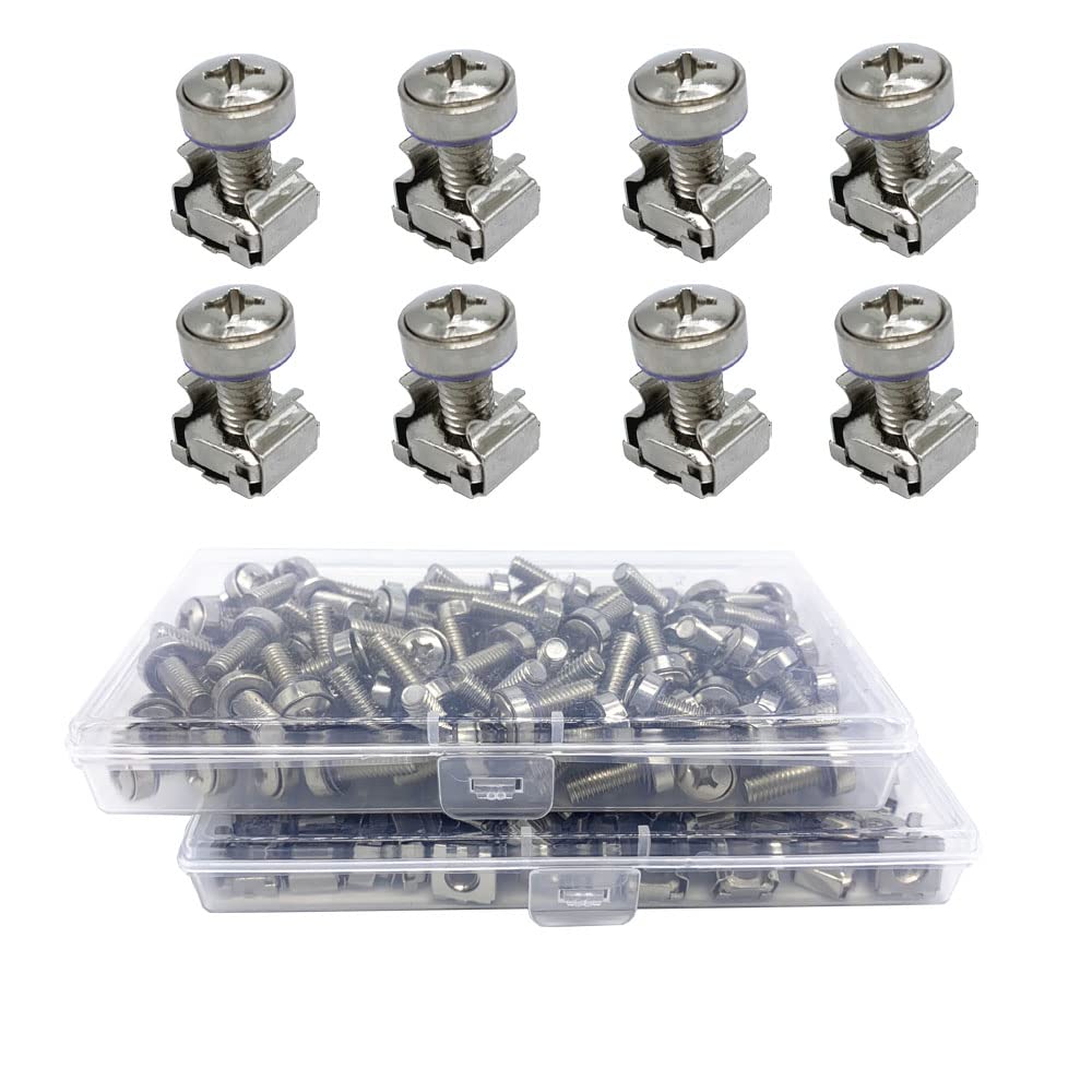 ANSTER 40 Sets M6 Cage Nuts and Screws Set, Square Hole Hardware Cage Nuts & Mounting Screws Washers for Server Rack and Cabinet (M6 X 20mm)(Screw+Washer+cage nut)