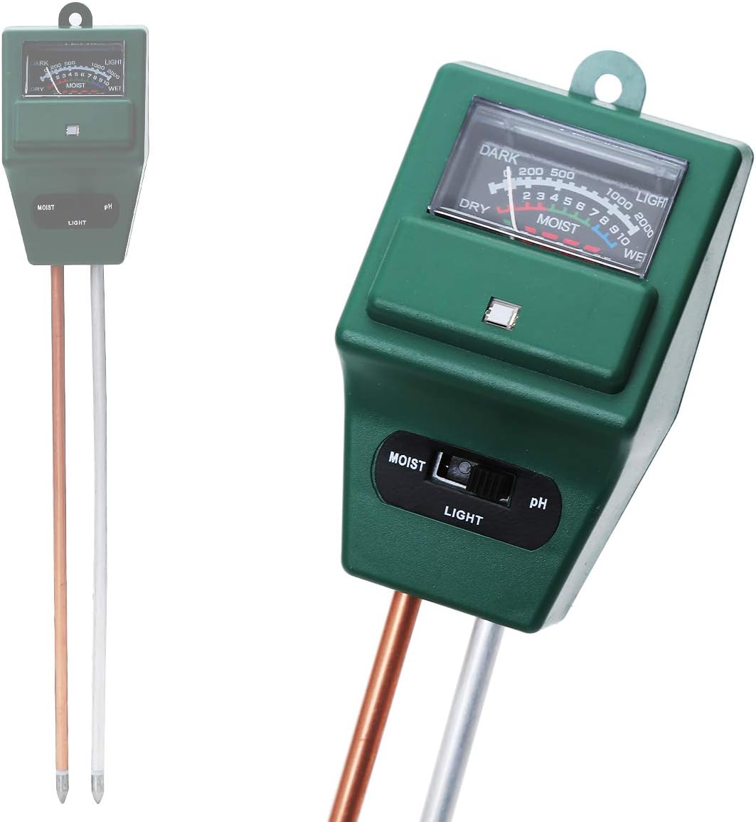 LINZI 3 in 1 Soil pH Meter, Soil Moisture/Sunlight Intensity/pH Tester for Garden Plant Flower Lawn Care Farming Indoor and Outdoor Use, No Battery Required 667502
