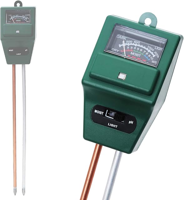 LINZI 3 in 1 Soil pH Meter, Soil Moisture / Sunlight Intensity / pH Tester for Garden Plant Flower Lawn Care Farming Indoor and Outdoor Use, No Battery Required 667502