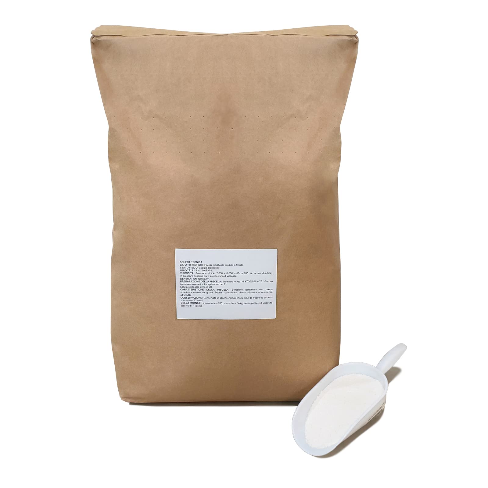 KOEM Colle en flocons Extra Forte Végétale Biodégradable pour affichage d'affiches, papier peint TNT sur mur, bois, métal, produit fabriqué en Italie (15 Kg)