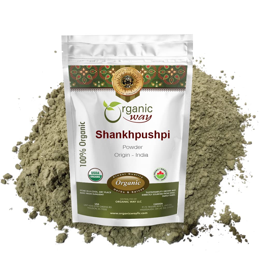 Organic Way Shankhpushpi (Convolvulus prostratus) Powder - Organic & Kosher Certified | Raw, Vegan, Non GMO & Gluten Free | USDA Certified | Origin - India (1/2LBS / 8Oz) 8 Ounce (Pack of 1)