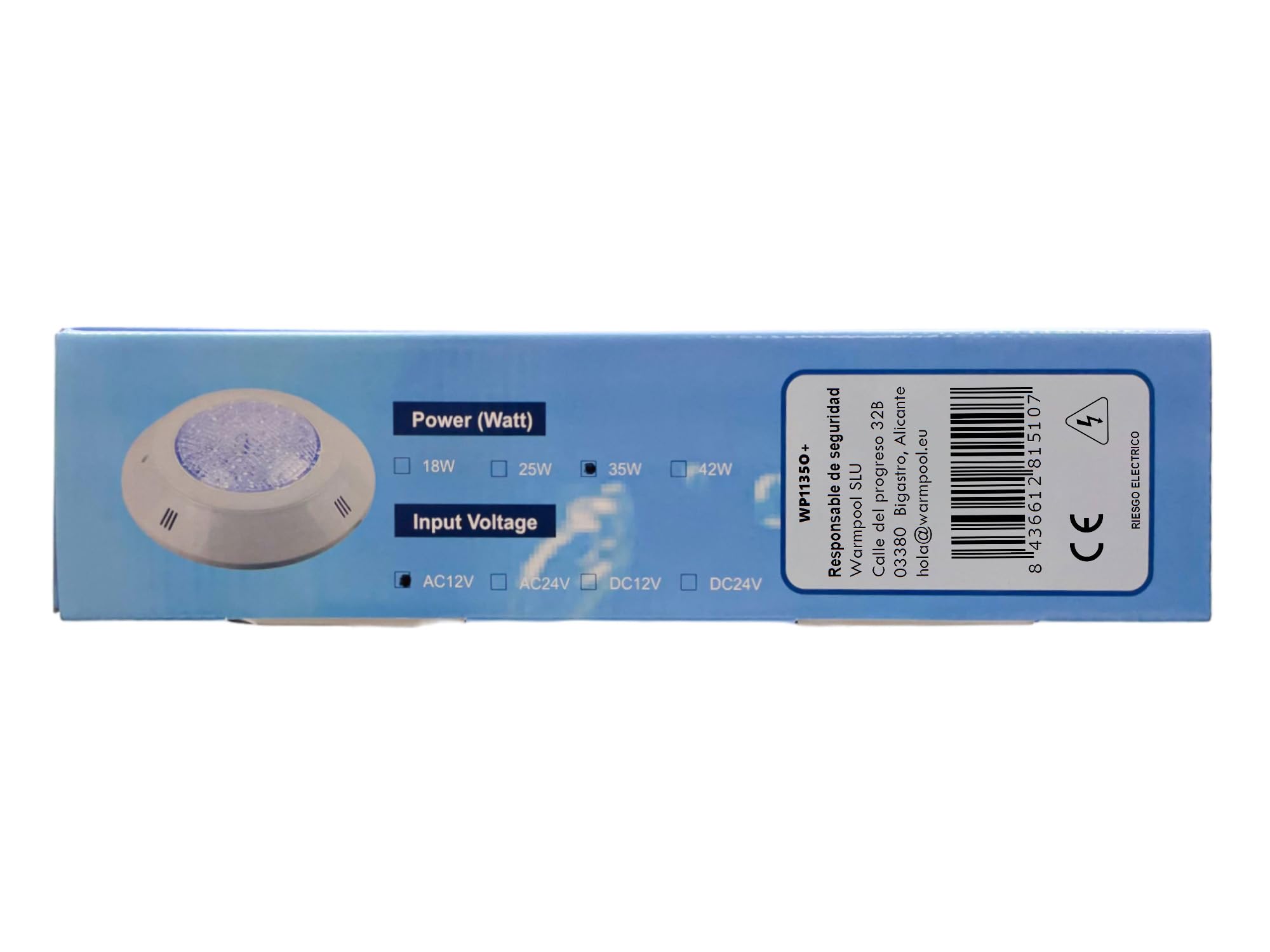 SWIMHOME Pack Iluminación Piscina | 2 Focos LED de Superficie + Control Remoto ON/Off | ABS Blanco Resistente | Ø29 cm 35W 12V/AC RGB On/Off Cable 2 Hilos