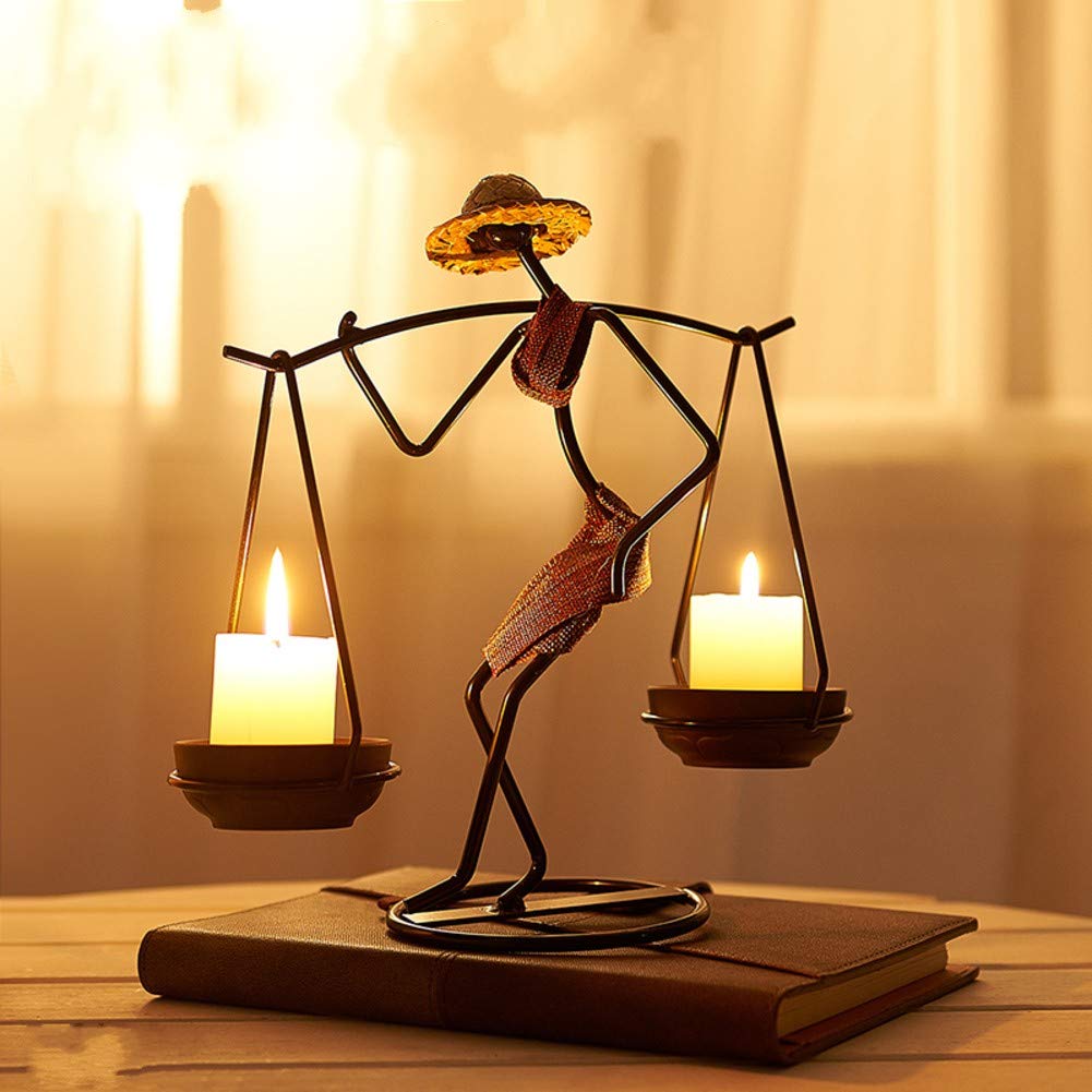 Creative Retro Candelabra Stand Decorative Candle Holder Romantic Home Decoration for Cafe House Dinner Table Restaurant Hotel-i 24x11x24cm
