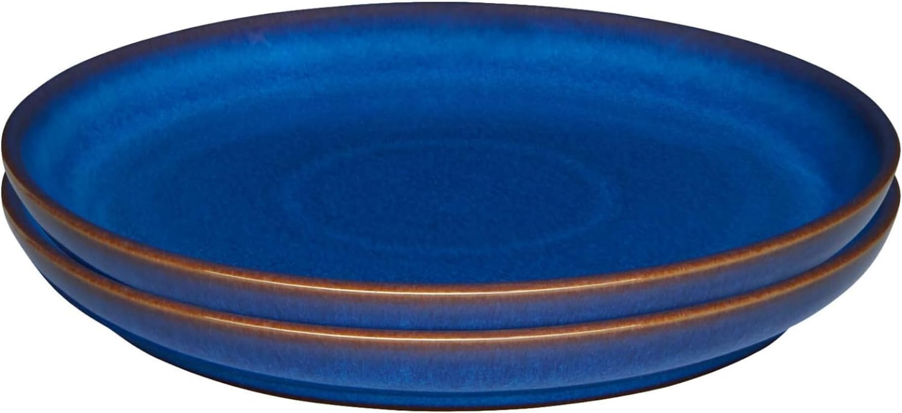 Denby - Imperial Blue Medium Plates Set of 2 - Dishwasher Microwave Safe Crockery 21cm - Royal Blue Coupe Ceramic Stoneware Tableware - Chip & Crack Resistant Lunch Plates