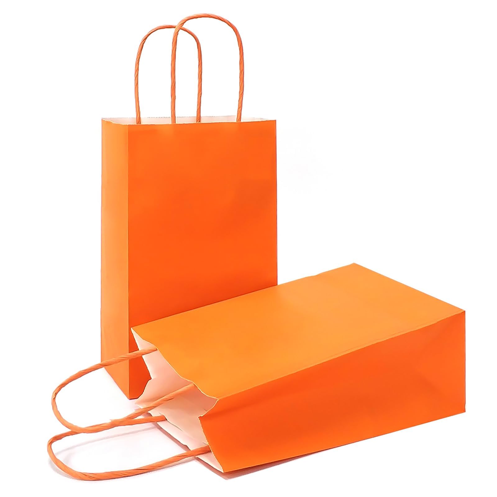 AZOWA Small Orange Gift Bags Mini Kraft Paper Bags with Handles (15 x 12 x 6 CM, Orange, 25 Pcs), XS (Pack of 25)