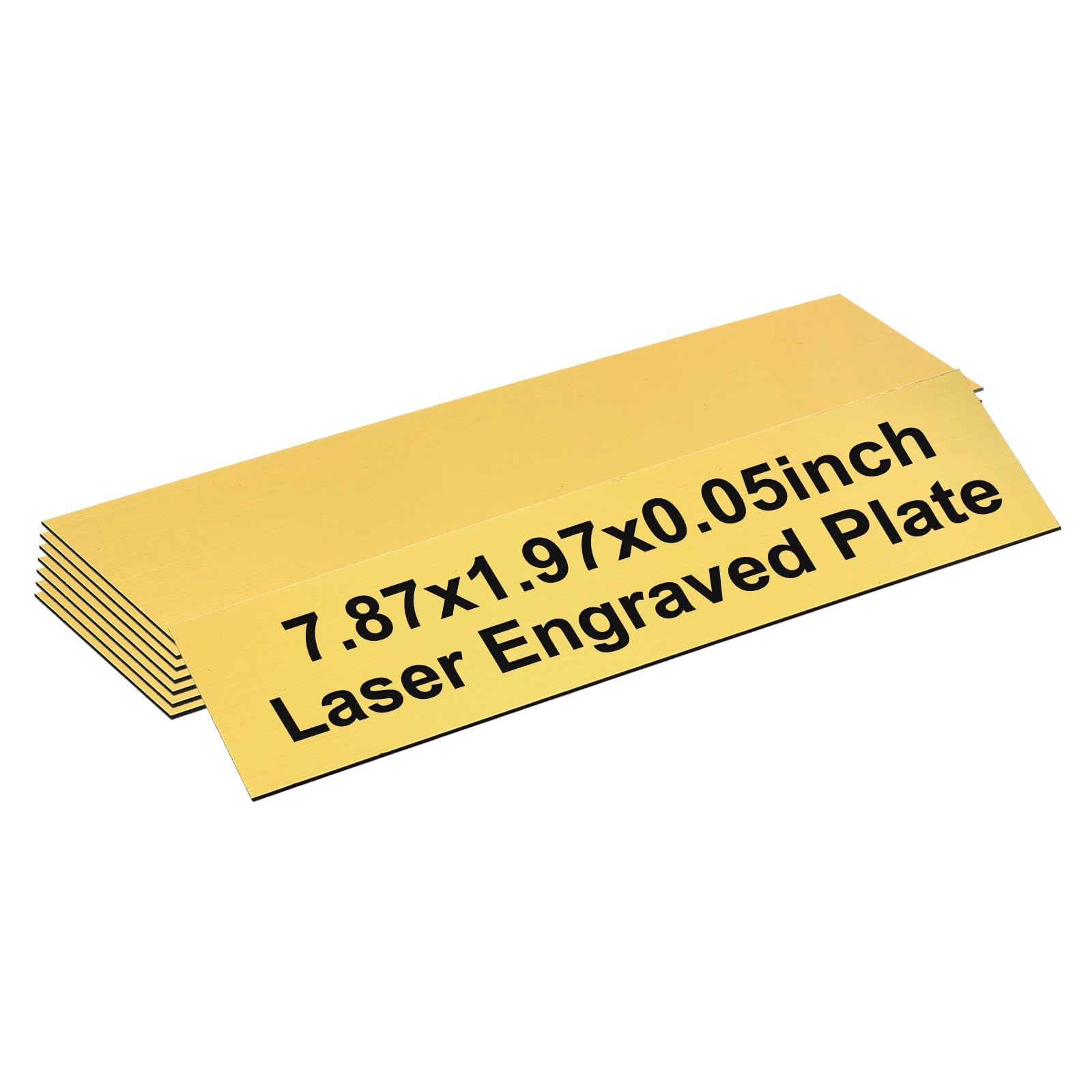 PATIKIL Blank Name Plates, 7.87x1.97" Engraved Name Plates Name Plate Personalized Custom Door Signs Desk Tags for Office Classroom, Brushed Gold with Black Letter, 8 Pcs