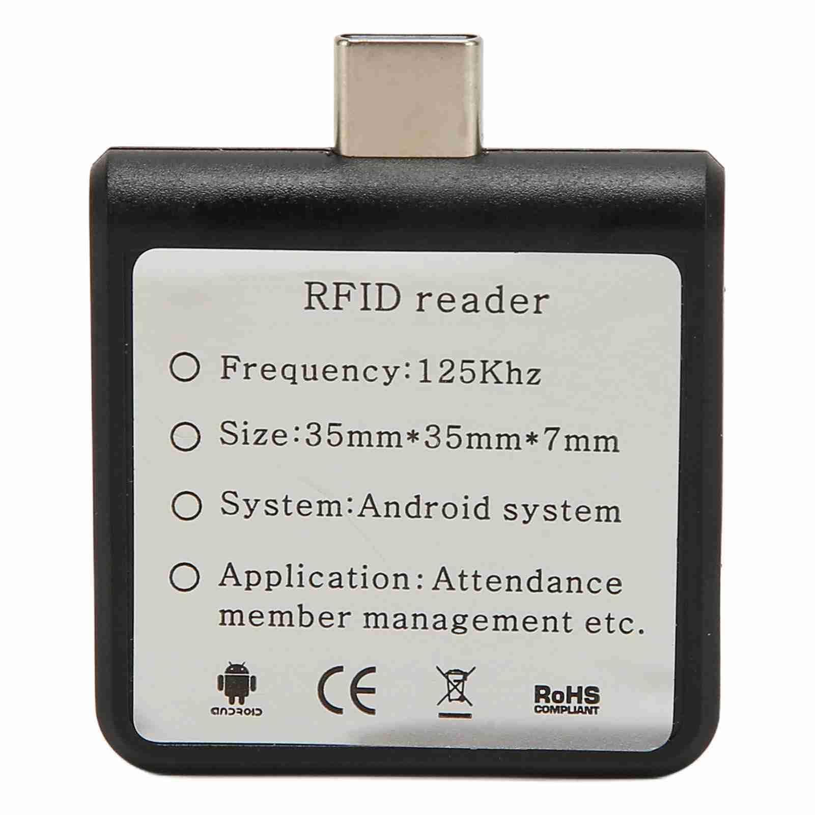 Dpofirs Lector de Tarjetas Inteligentes para EM4100, Lector de Tarjetas de Teléfono Móvil RFID ID de 125 KHz con Tipo C, Compatible con para para para para