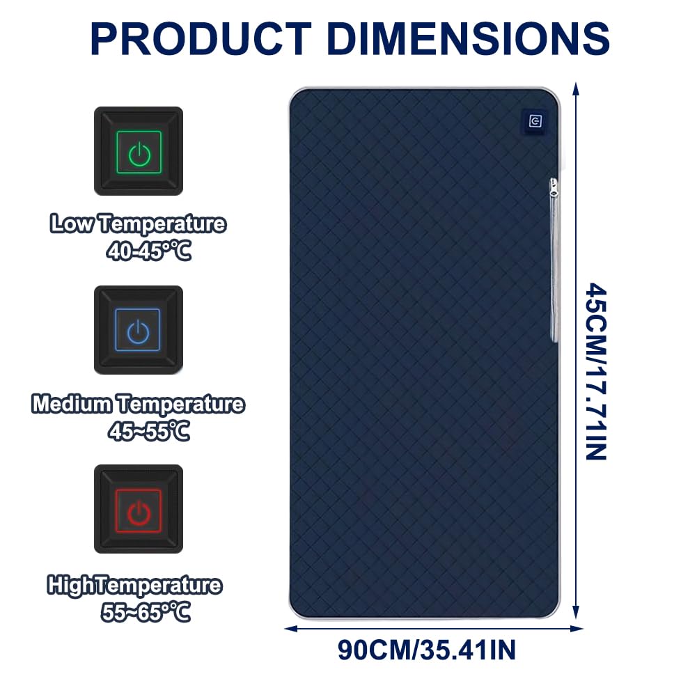 Sitzkissen Beheizbar Outdoor,45 X 90 cm Beheizbares Sitzkissen,Tragbares USB Heizkissen 3 Heizstufen Heating Elektrisch Heizkissen Rücken für Outdoor Bleicher, Camping, Angeln (Large)