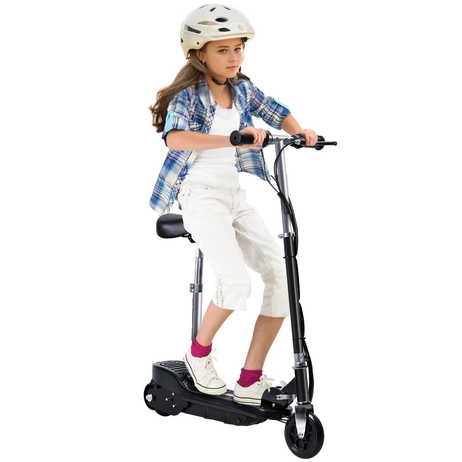 24V Electric Scooter for Kids with Powerful Motor Thumb Throttle Flash Deck 3 Extra Wide Big Wheels Heights