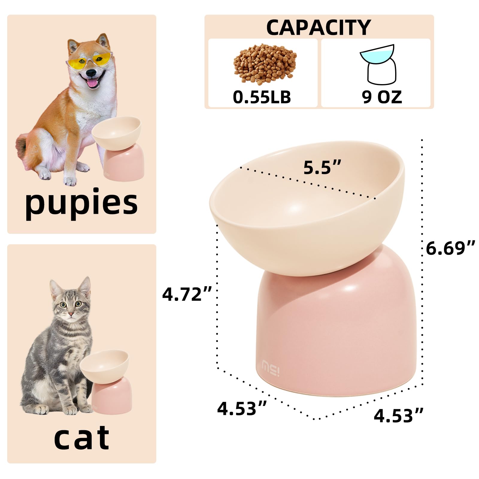 Juego De 3 Cuencos Para Gatos Antideslizantes - Alivio Fatiga Bigotes, Fácil Limpieza, Colores Gris, Blanco Y Amarillo