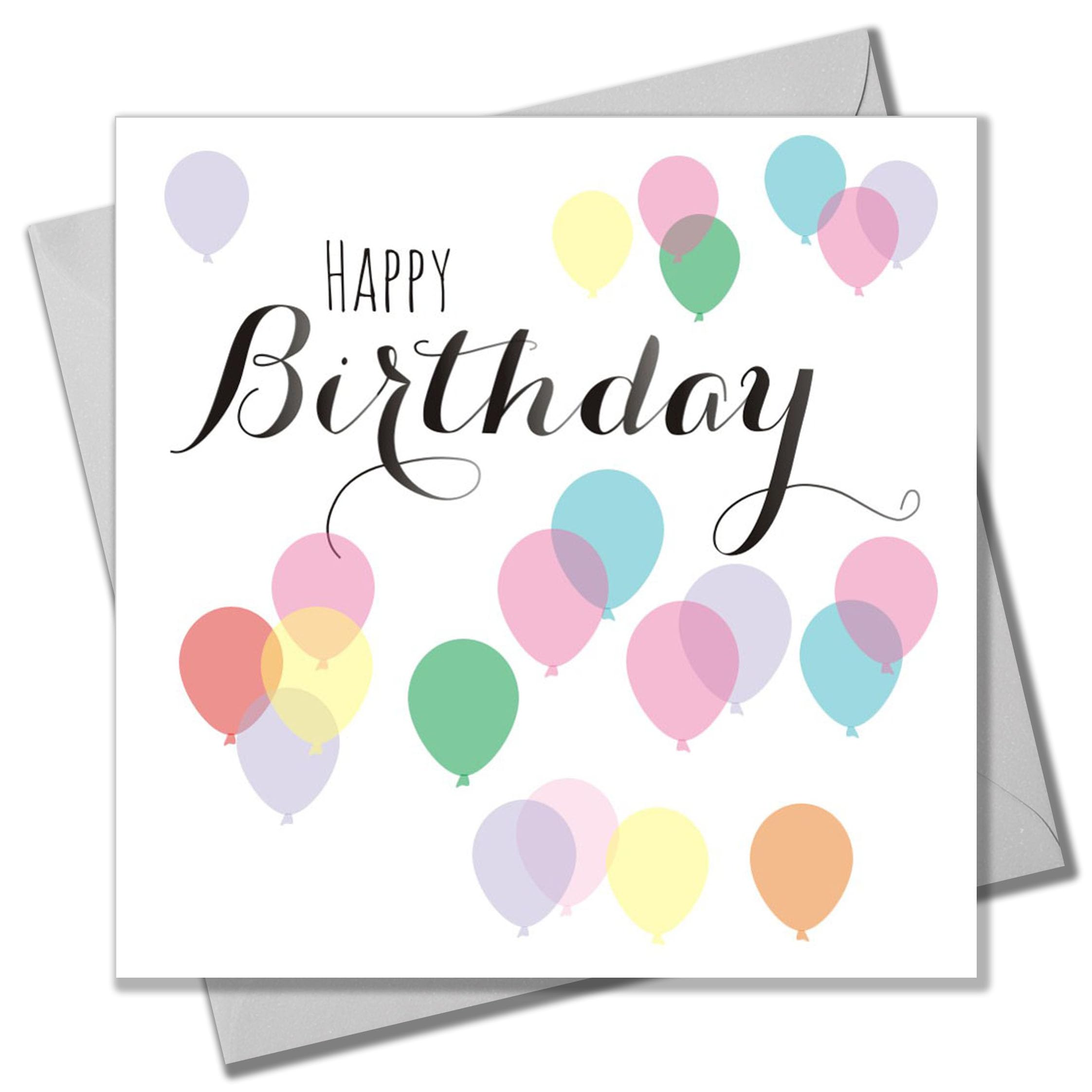Claire Giles Greeting Cards, Happy Birthday Card, Coloured Balloons Design Birthday Greeting Card, Happy Birthday