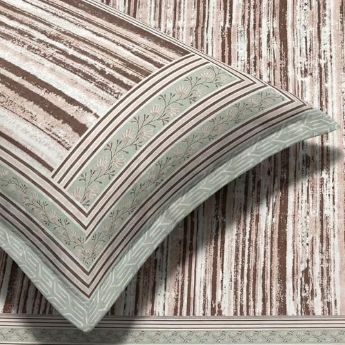 Image of Mafatlal 144 TC Upvan Cotton Queen Bedsheet | 90 x 108 Inches | Traditional Design | Smooth, Long-Lasting & Soft | 2 Pillow Covers | Chocolate Brown