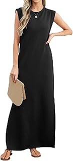 Valtorixia 2025 Beach Vacation Dresses for Women Loose Split Wrinkle-Free Long Maxi Beach Dress with Pockets
