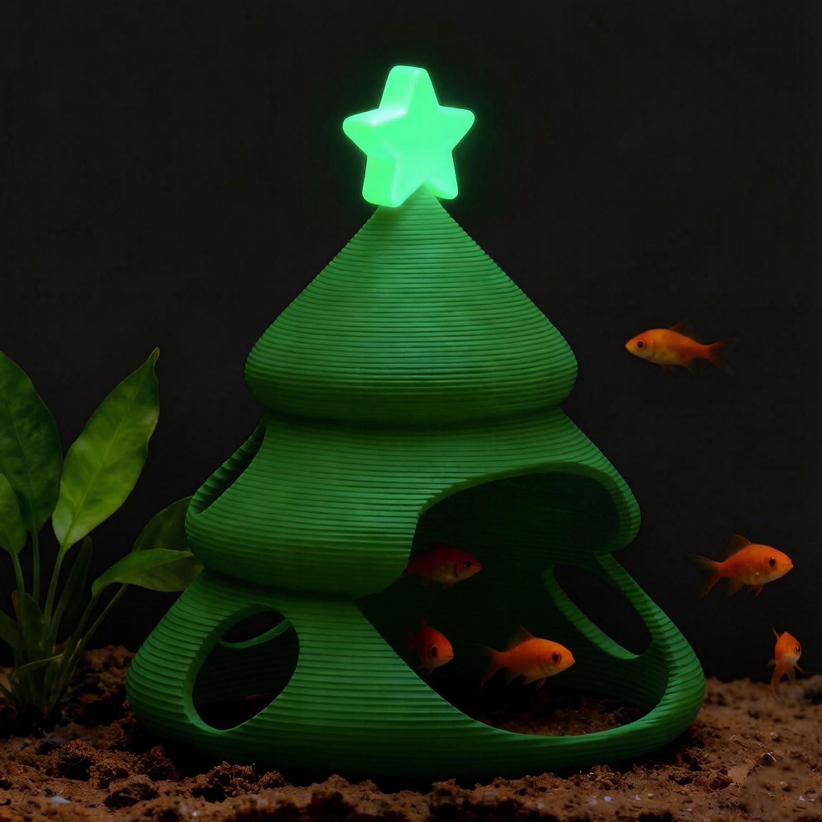 Aquarium-HöHle Nachtleuchtende AquariumhöHle 3D Druck Betta Fisch Versteck Iglu Design Aquarium-Landschaftsdekorationen-All