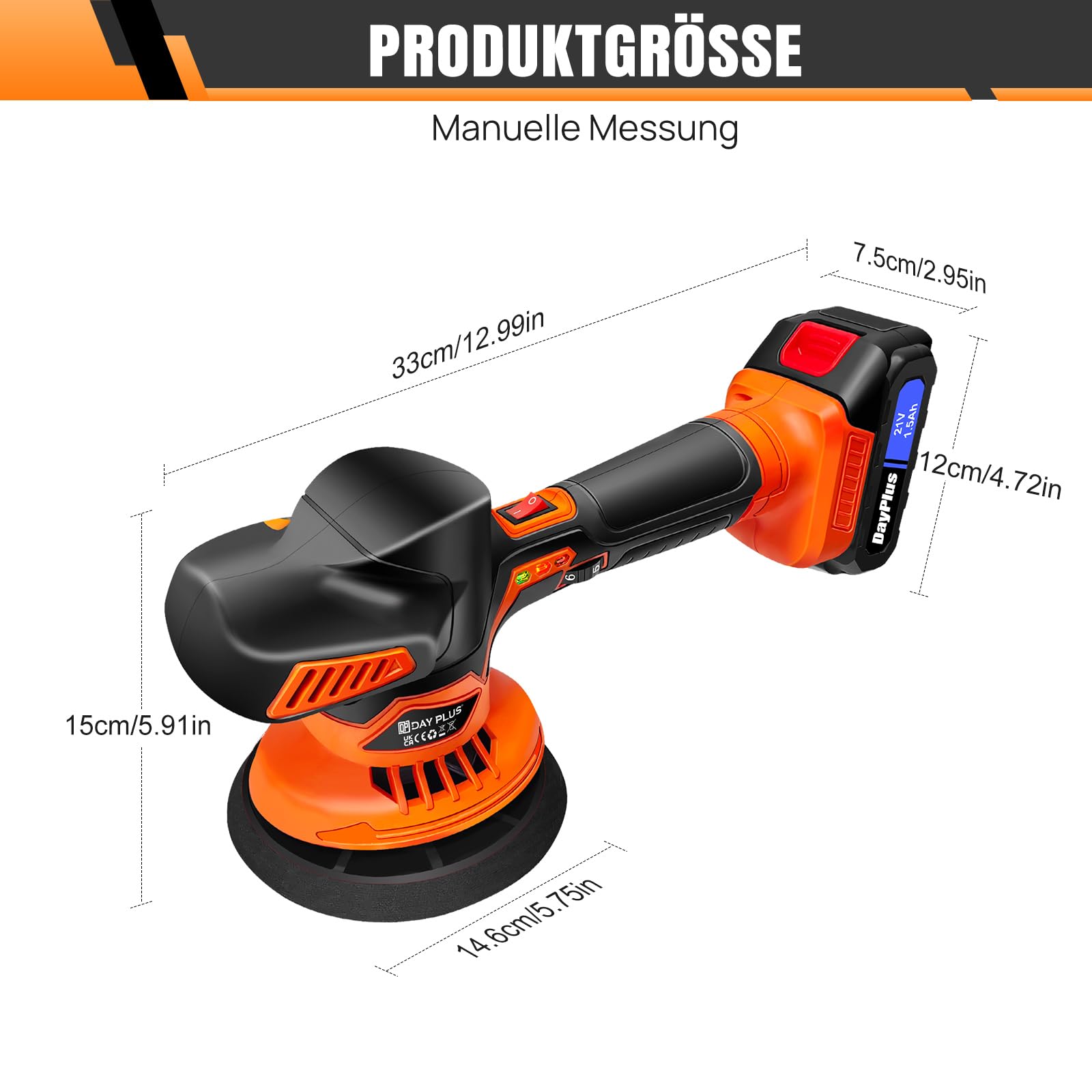 Pulidora de batería para coche, 6 velocidades variables, juego de abrillantador para coche, 2800-5500 rpm, 24 accesorios, 2 x 21 V 1,5 Ah batería pulidora para el cuidado del coche pulido encerado