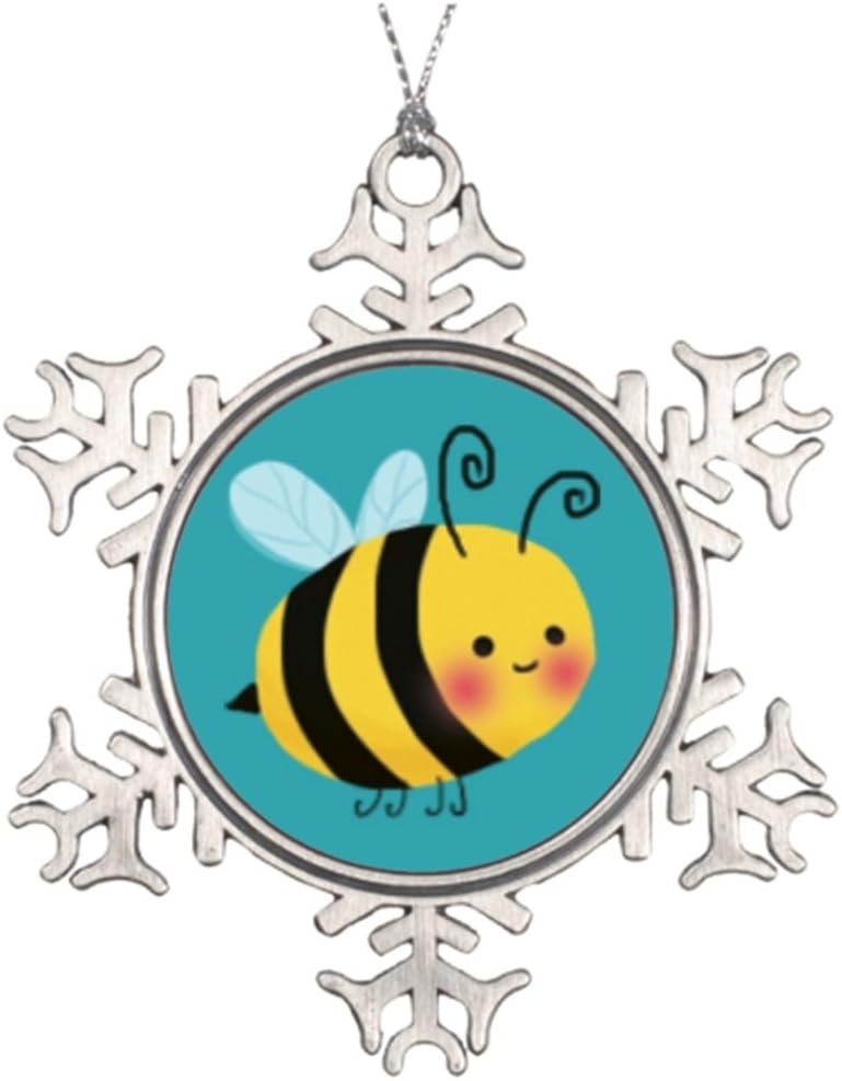 Huky Personalised Christmas Tree Decoration Cute Busy Honey Bee Small Christmas Snowflake Ornaments
